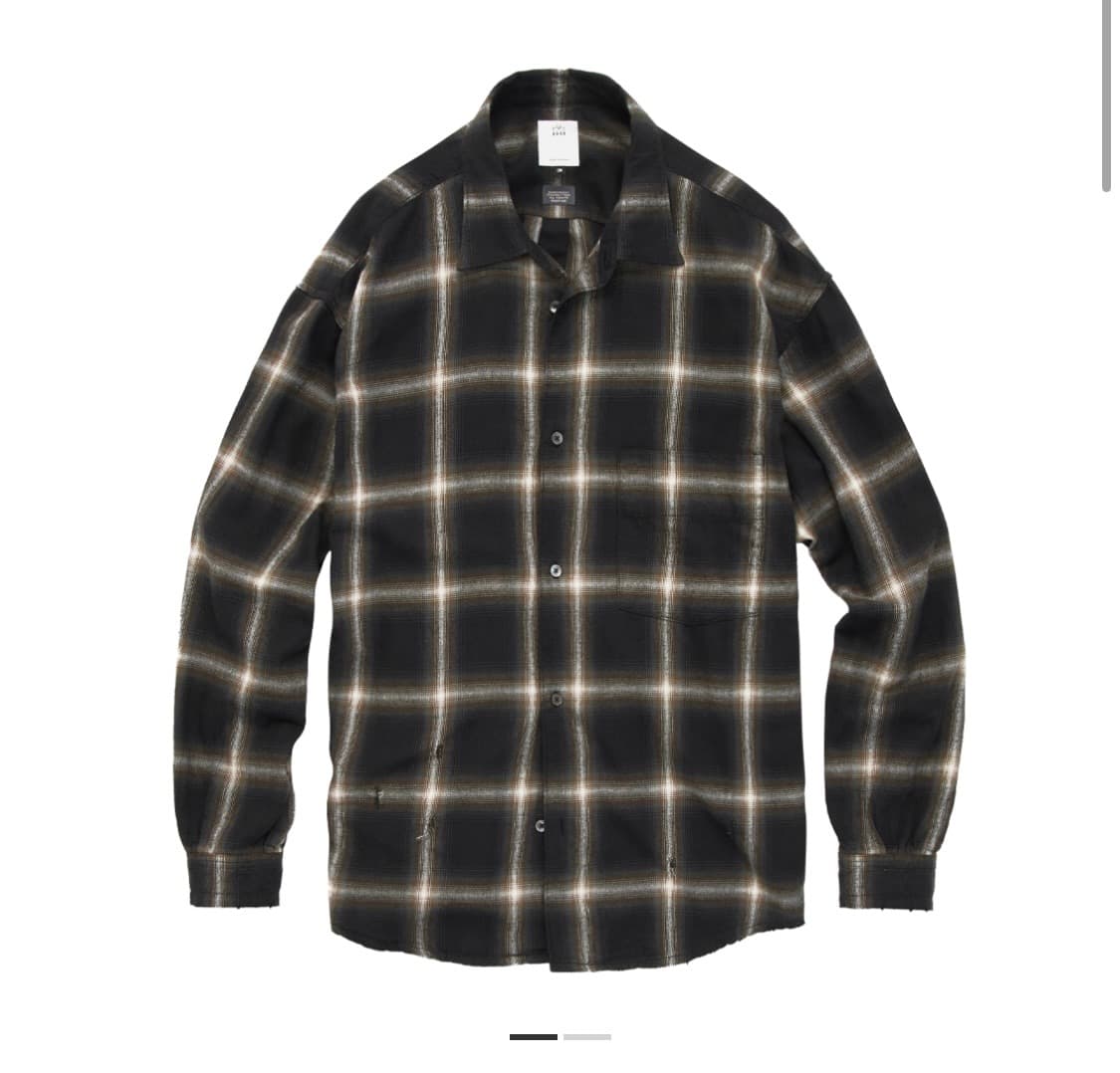 [3] 폴리테루 루즈드체크셔츠 데미지드잉크브라운 상품이미지1