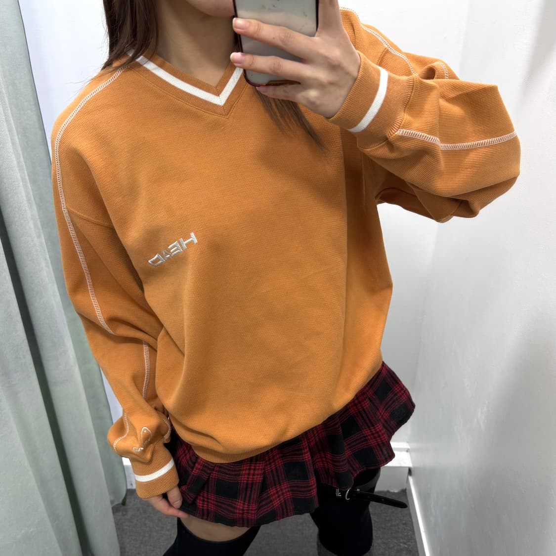 Head 오렌지브라운 브이넥 맨투맨 상품이미지2