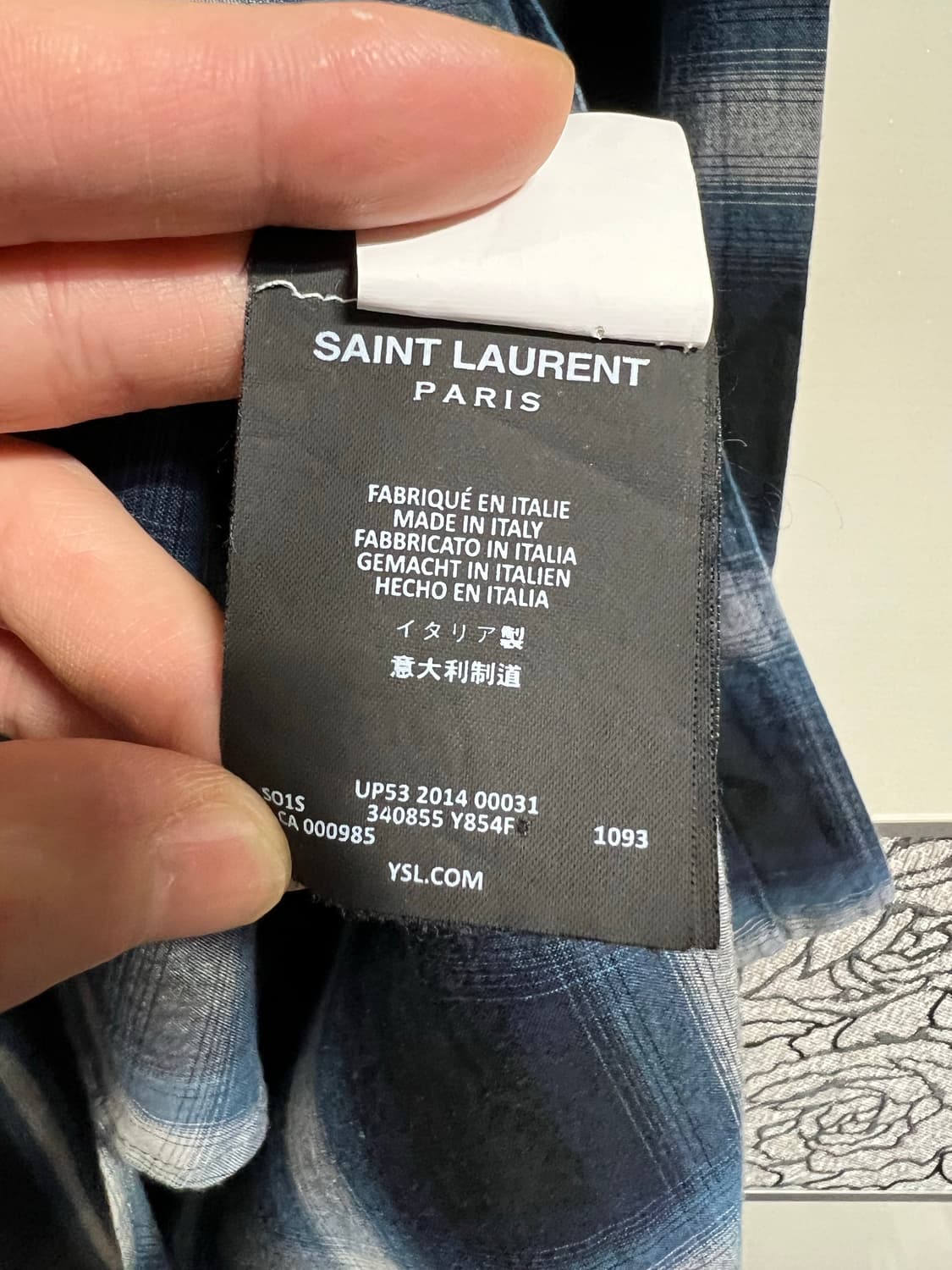 생로랑 블루 체크셔츠 상품이미지6