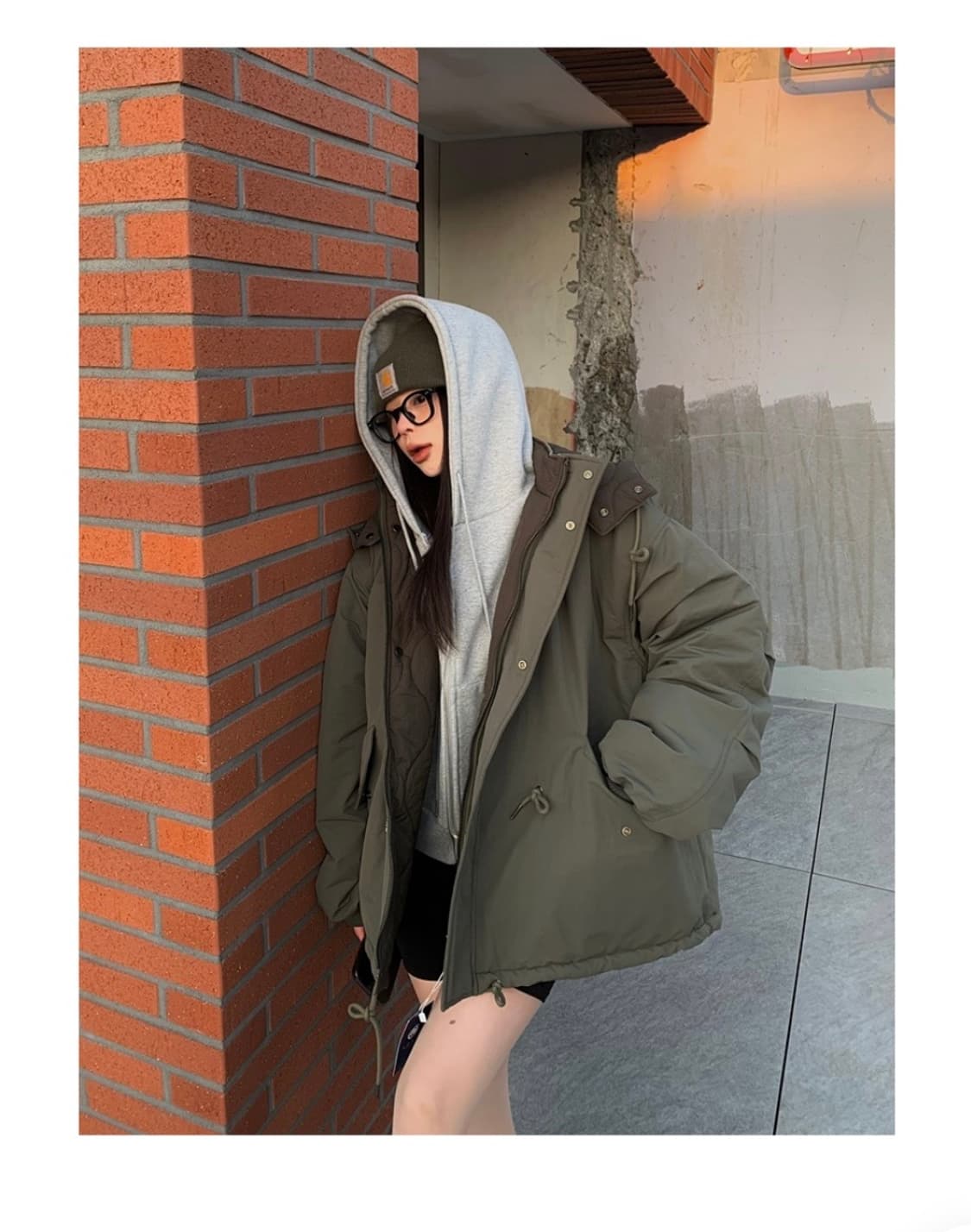 키이라 카키 리버시블 야상 패딩 상품이미지5