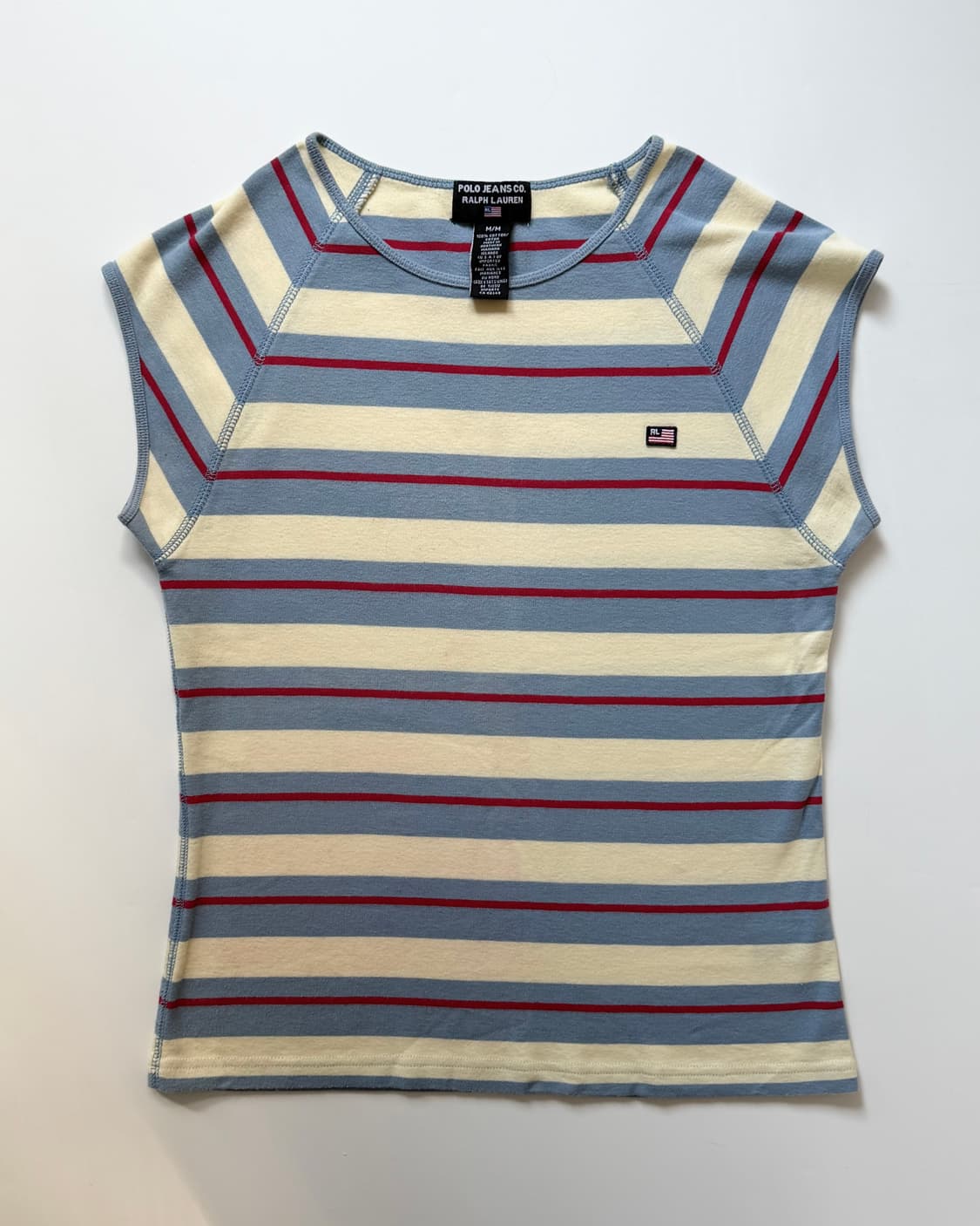Polo 폴로 랄프로렌 진스 레드-스카이블루 스트라이프 티셔츠  상품이미지3