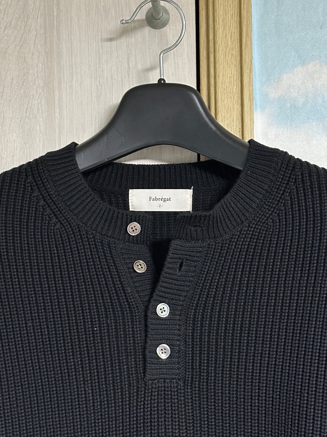 (2) 파브레가 헤비 코튼 헨리넥 니트 블랙 상품이미지3