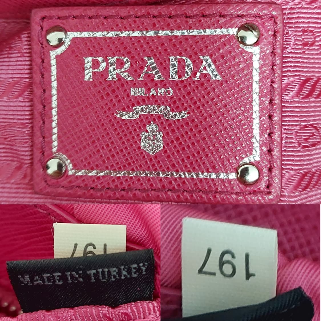 프라다 핑크 테수토 고프레 패브릭 은장 체인 숄더백 (정품) 상품이미지9
