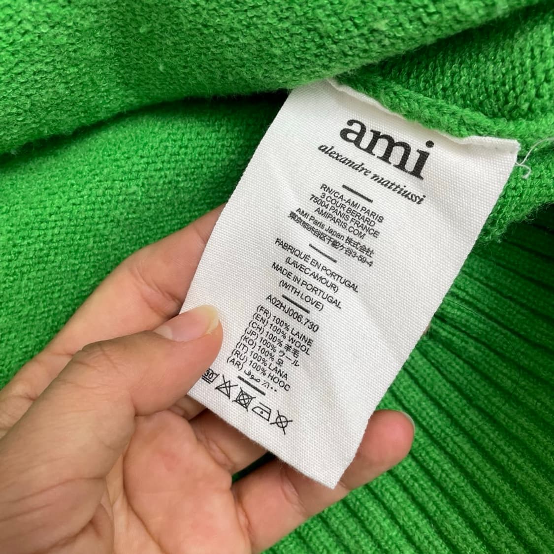 아미 AMI 그린 빅 하트 로고 울 가디건 M 상품이미지4