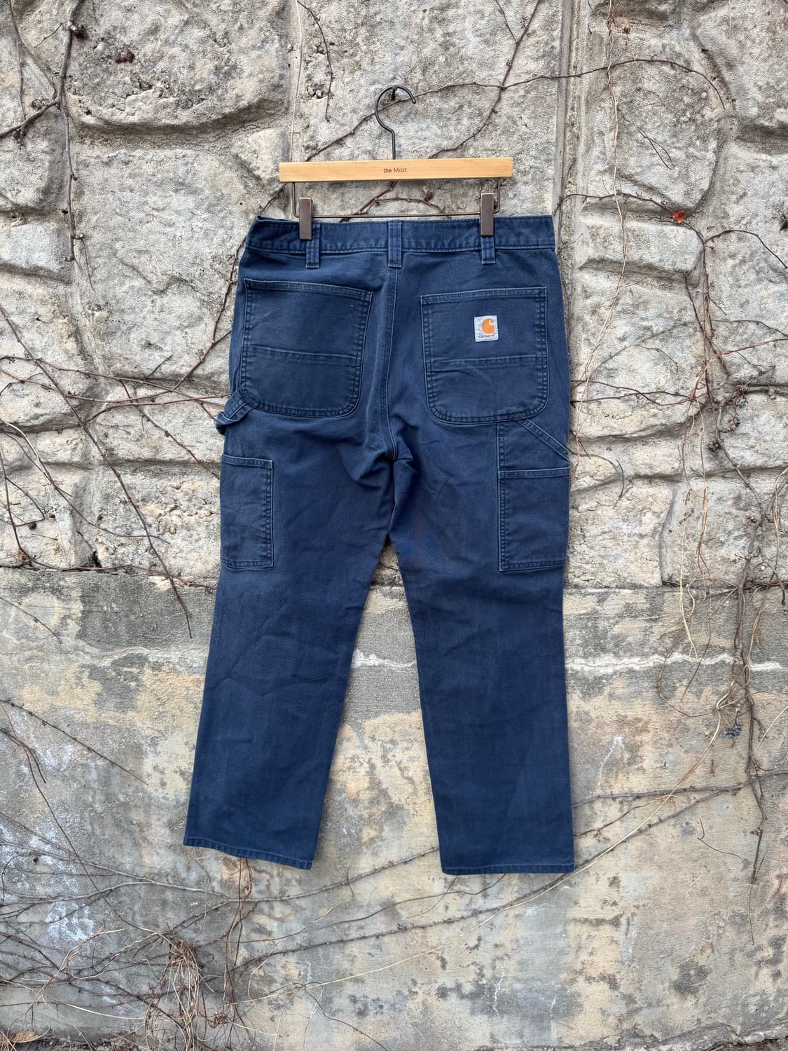 칼하트 빈티지 네이비 페이딩 싱글니 카펜터 워크 팬츠 상품이미지2
