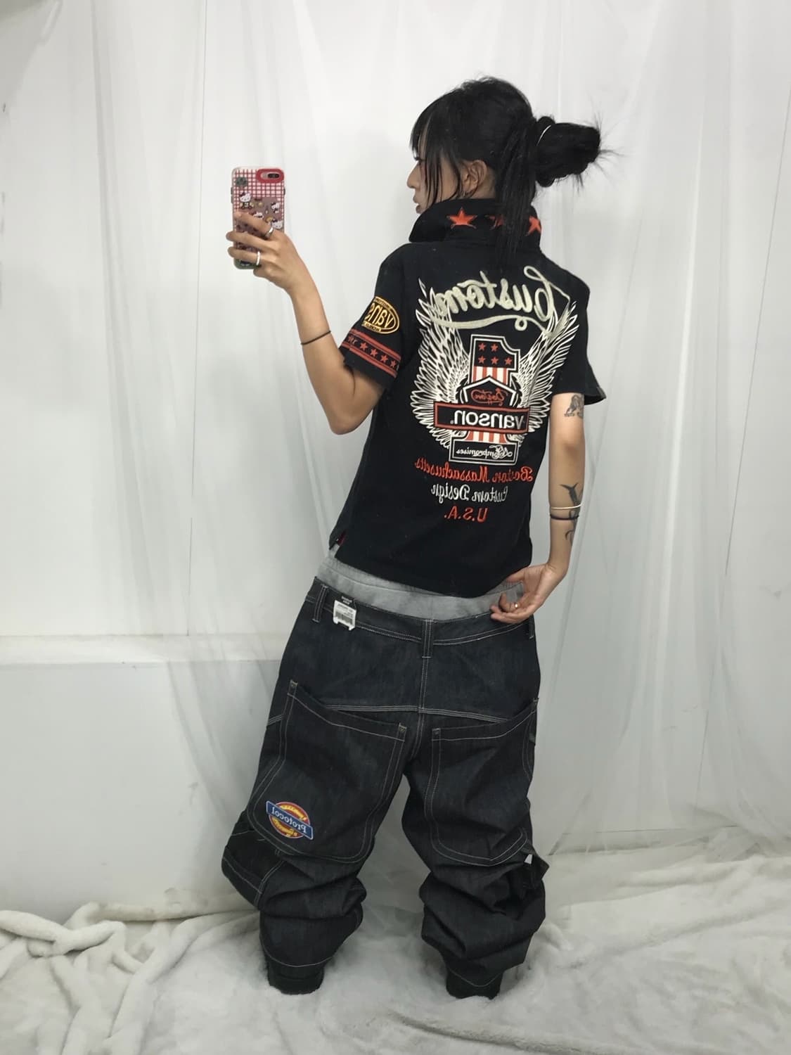 < Vanson Leathers Embroidery PK T-shirt  상품이미지7