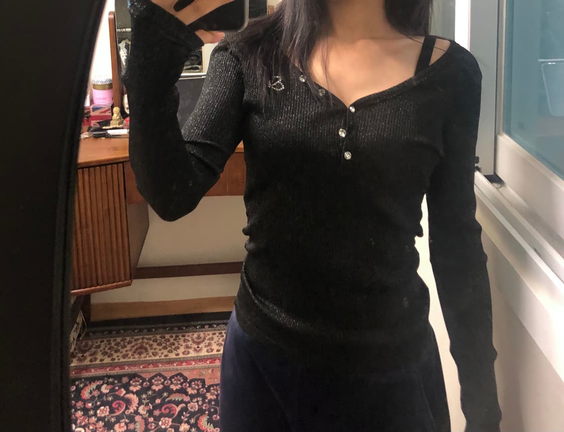 P&D glitter henley top 상품이미지4