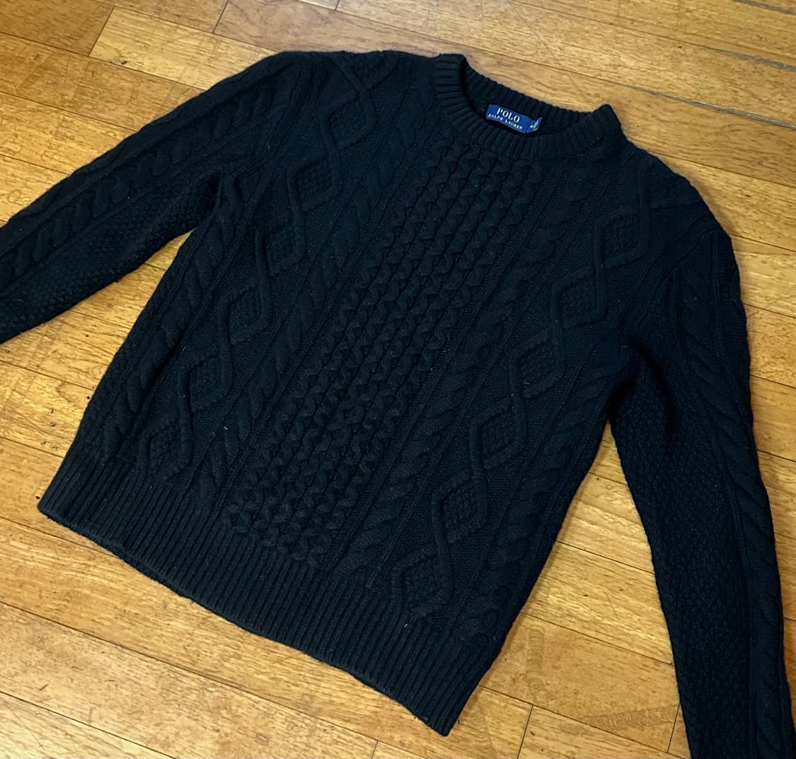 폴로 랄프로렌 케이블 니트 블랙 M 상품이미지1