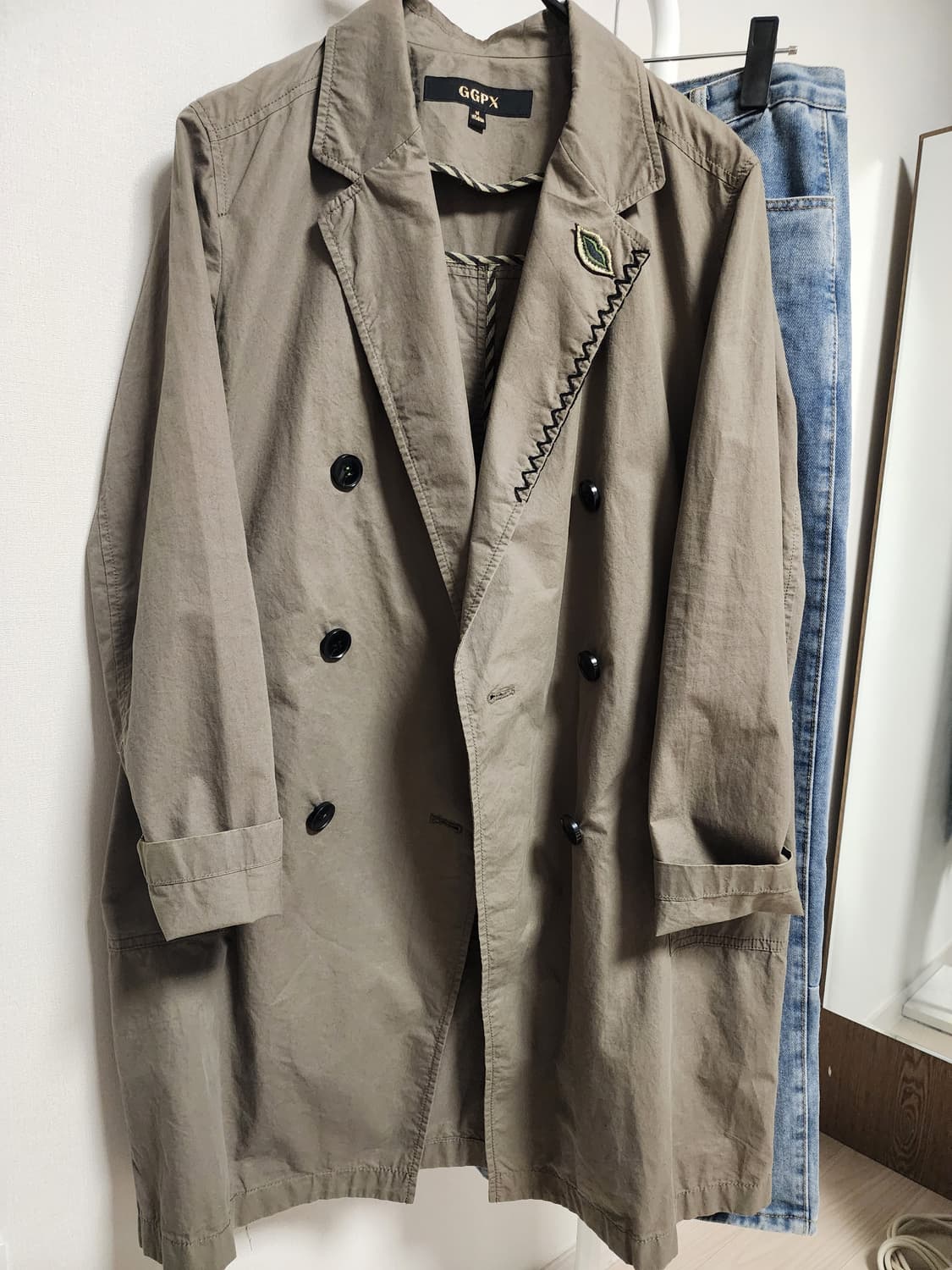 GGPX  더블버튼 봄 롱 자켓 카키색 상품이미지9