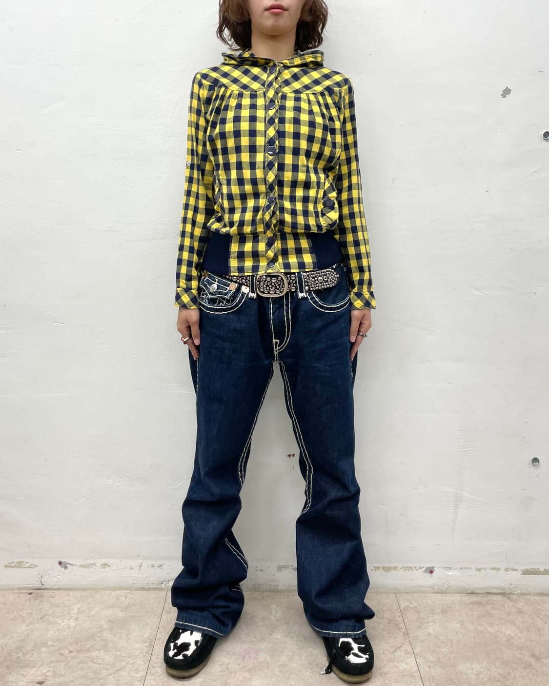 Yellow Tartan Checkered Hoodie Jacket 상품이미지4
