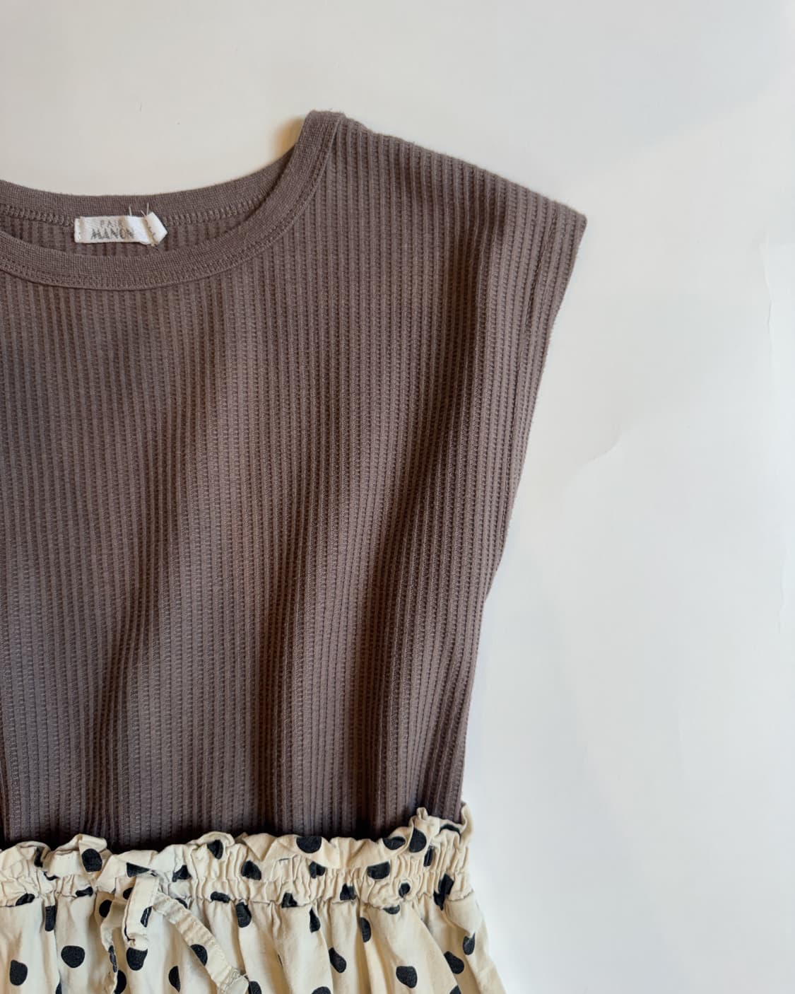 Rib Top Polka Dot Docking Skirt Dress  상품이미지2