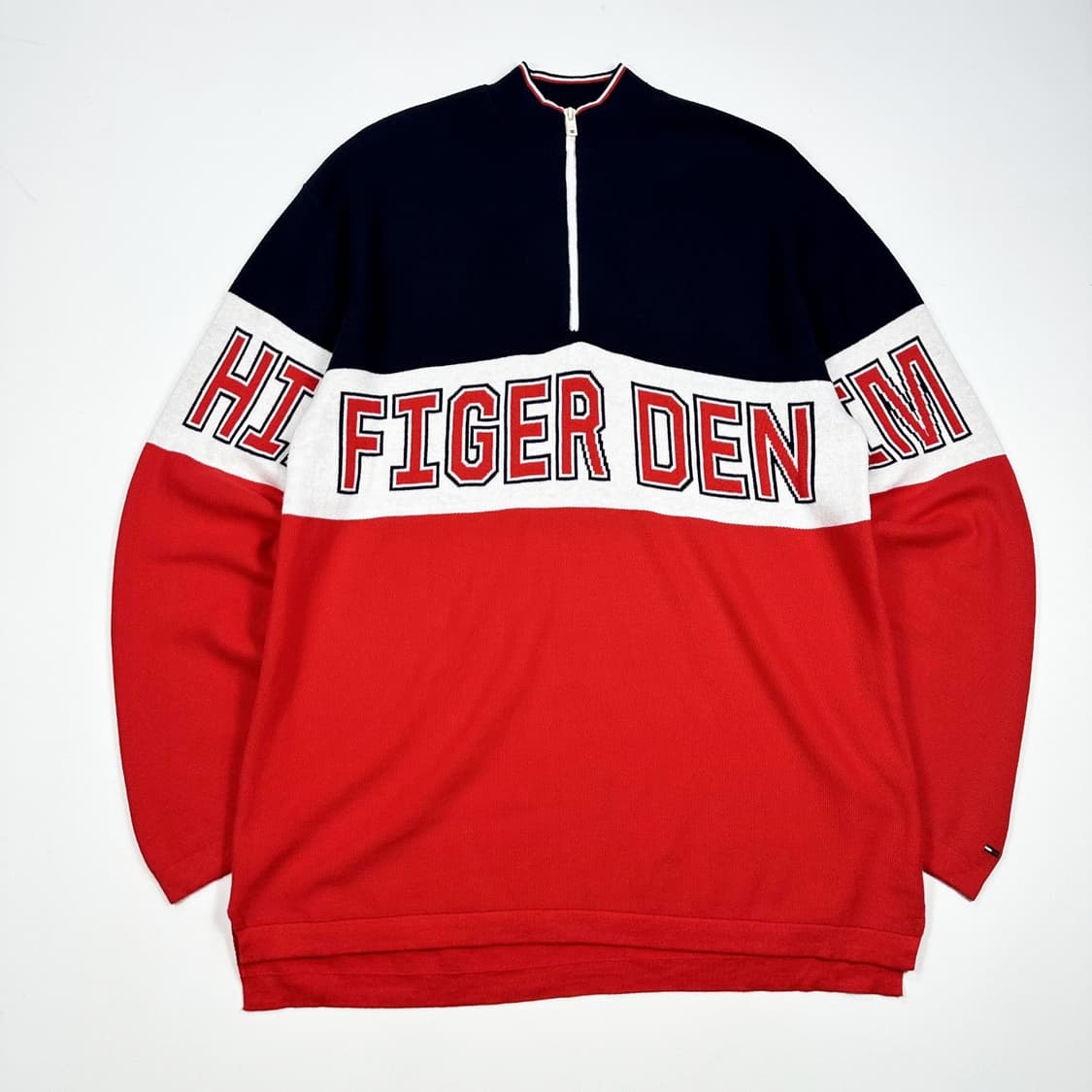타미힐피거 플래그 배색 반집업 니트 (실측 XL) 상품이미지2