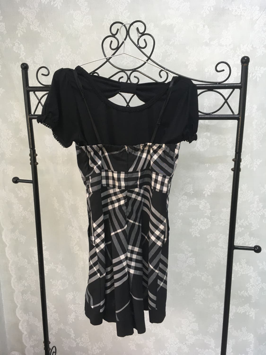 빈티지 로걀 리본 체크 점프수트 상품이미지9