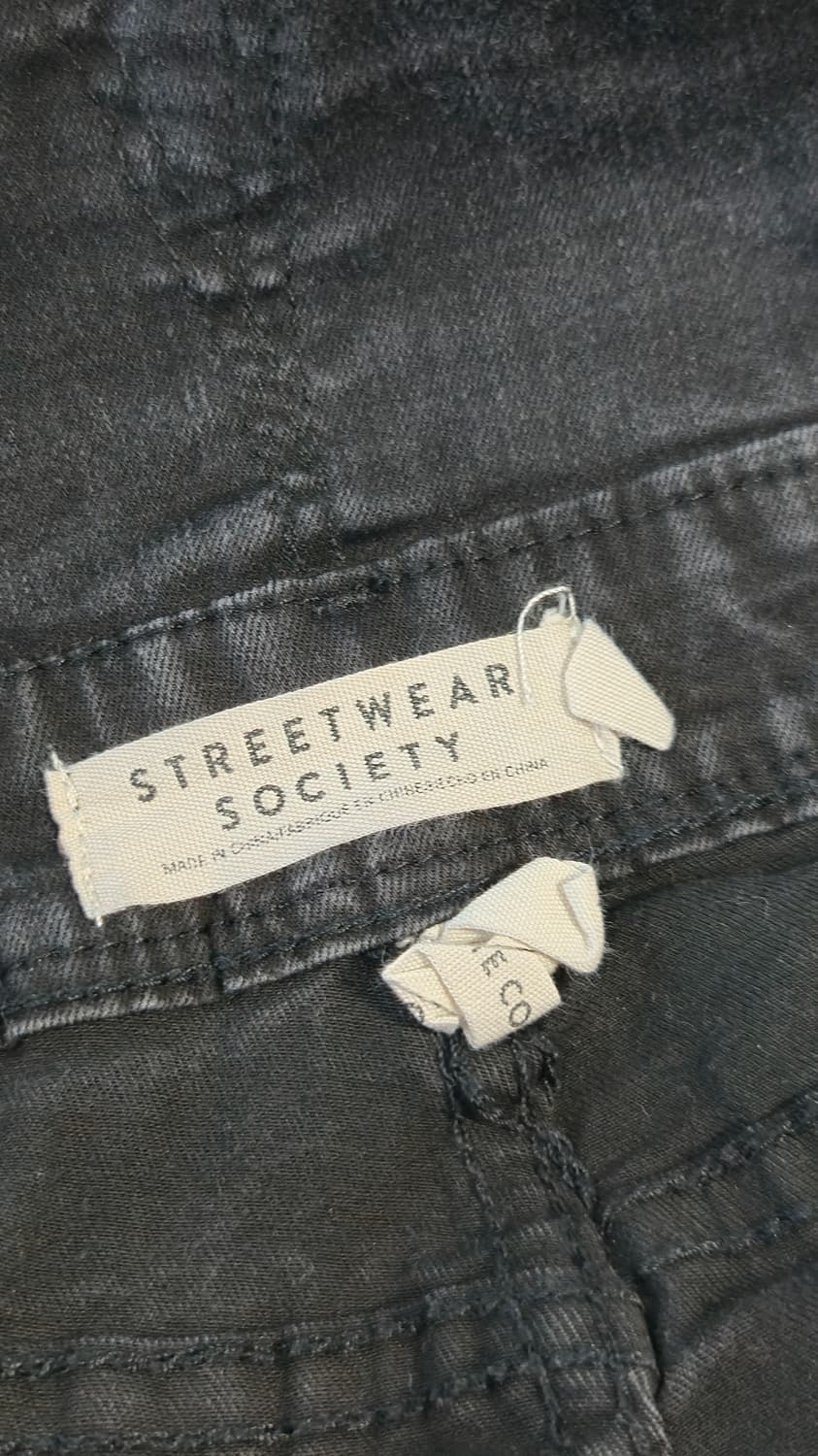 스트릿웨어 소사이어티 데님 멜빵 반바지 블랙 오버롤 XS 상품이미지5