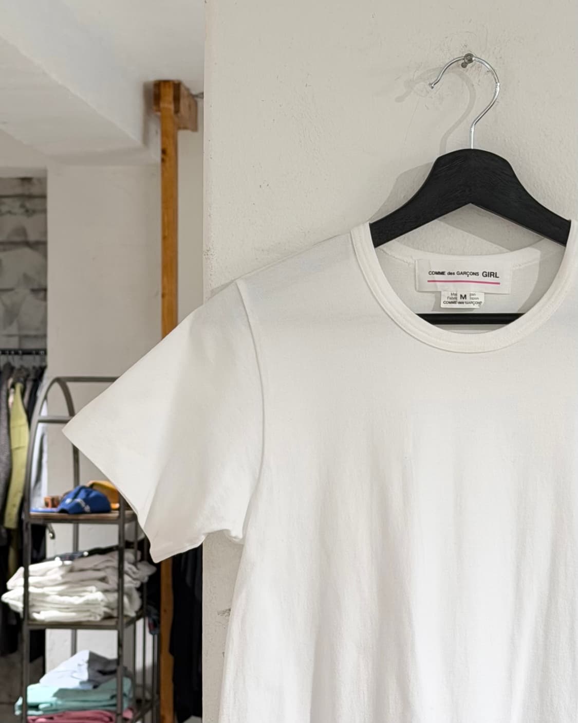 꼼데가르송 걸 화이트 게더링 네이비 시스루 레이어드 원피스 상품이미지2