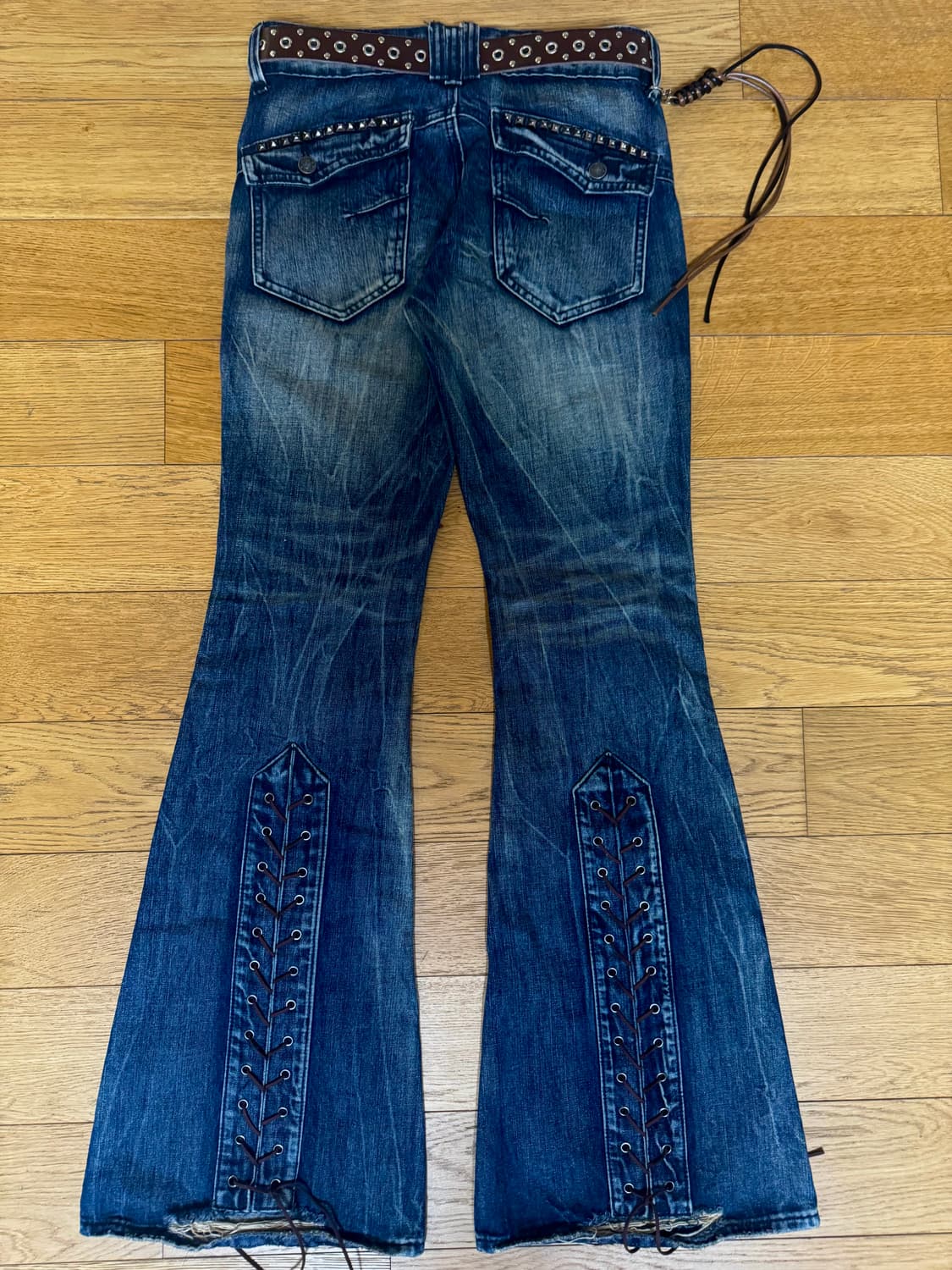 Jaded London 워시드 블루 레이스 플레어 진 W30 상품이미지4