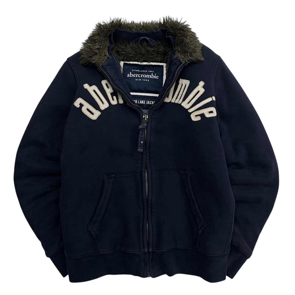 아베크롬비 센터로고 네이비 울프죠 집업 XL 상품이미지3