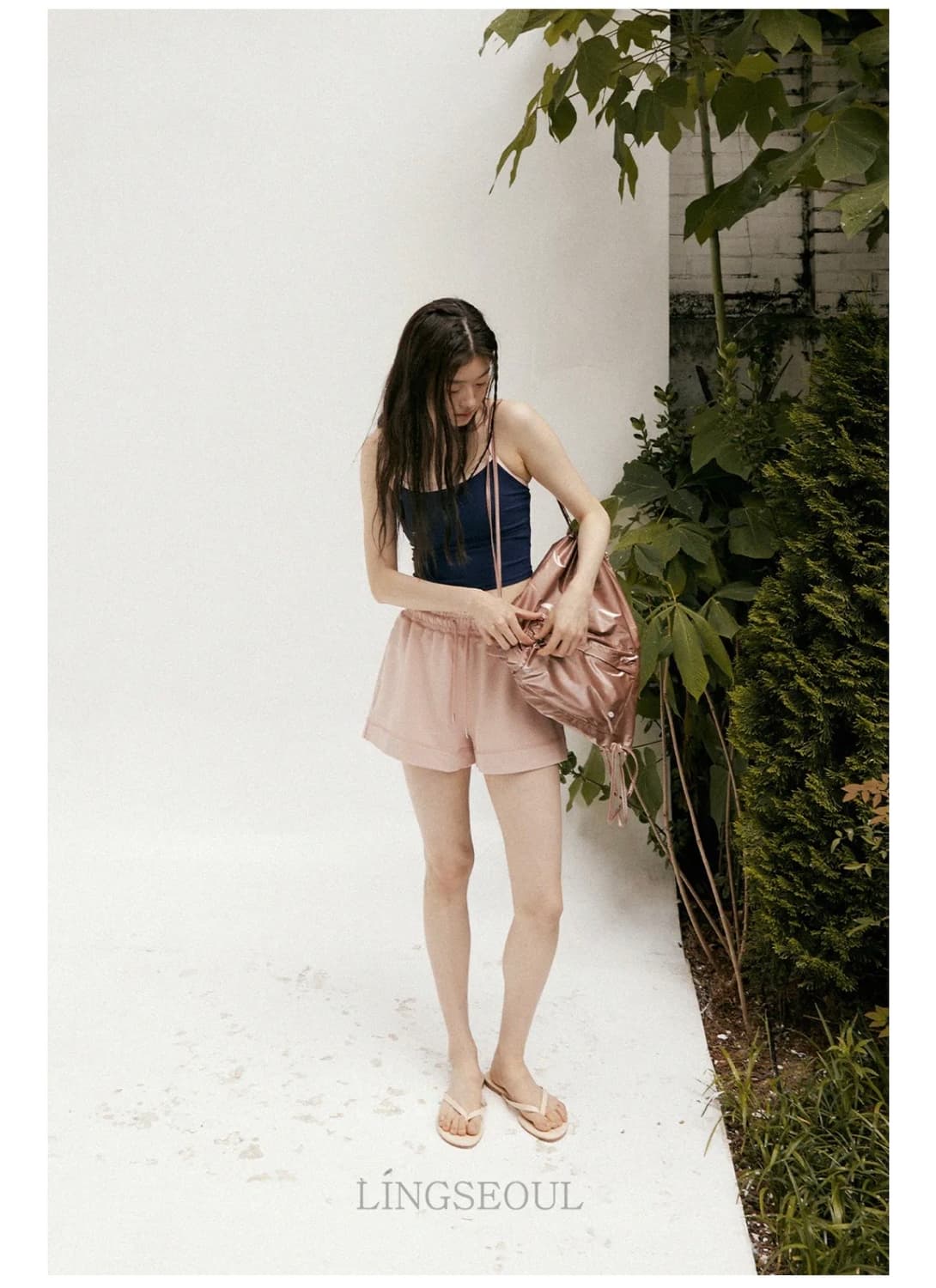 ring seoul) 글로시 스트링 백팩 핑크(거의새것) 상품이미지6