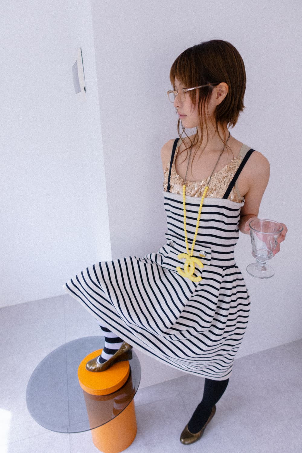 big button stripe dress 상품이미지1