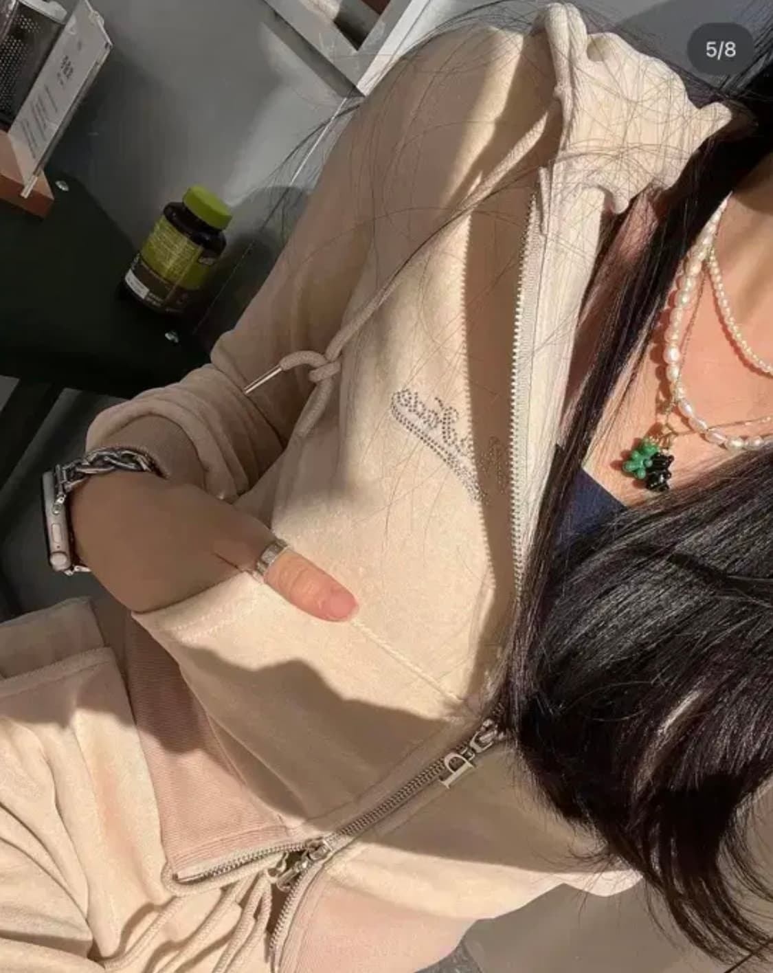 페일제이드 벨벳트레이닝셋업 베이지 팝니다 상품이미지4