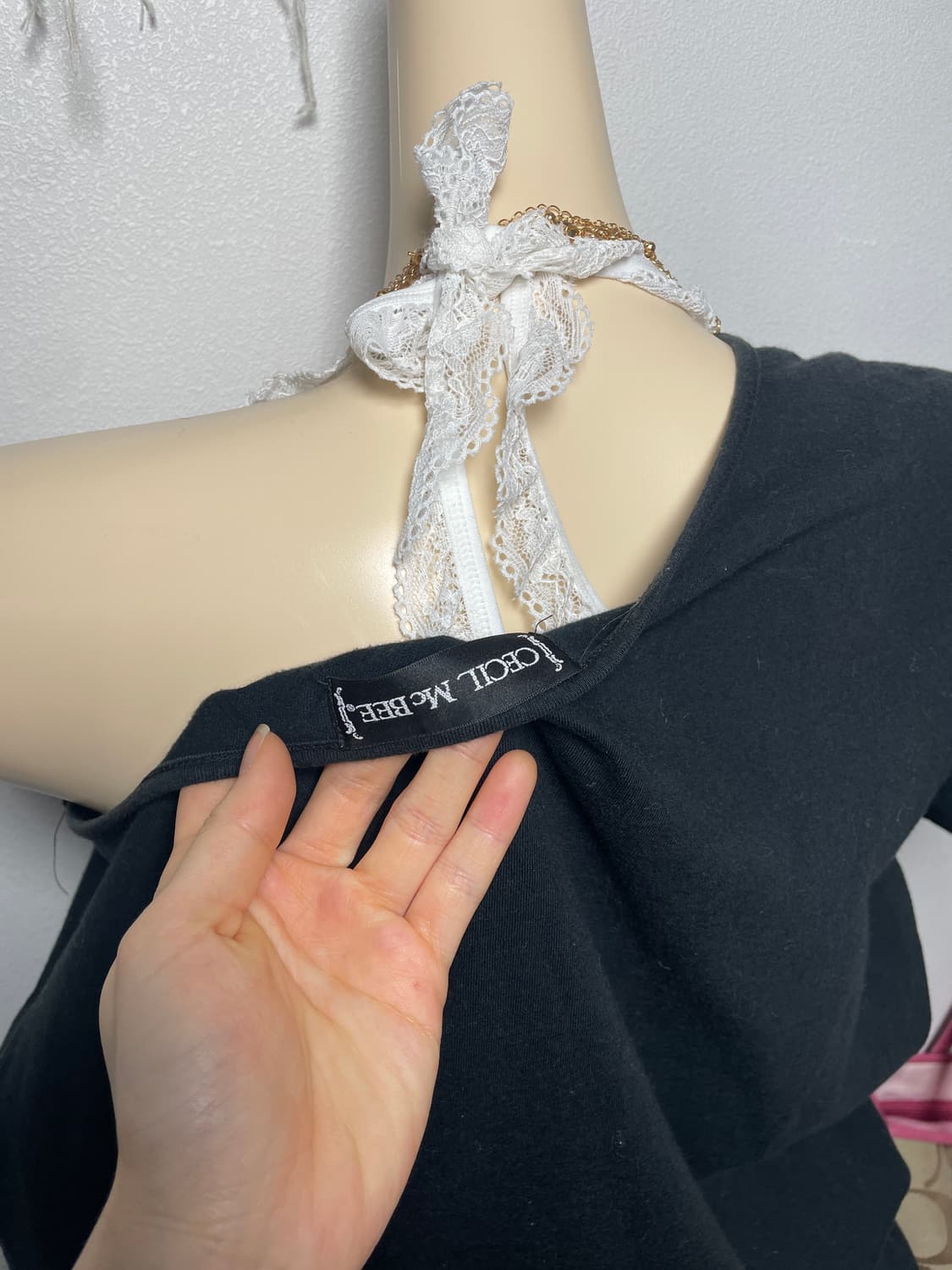 갸루 골드 레터링 반팔티 탑 상품이미지4