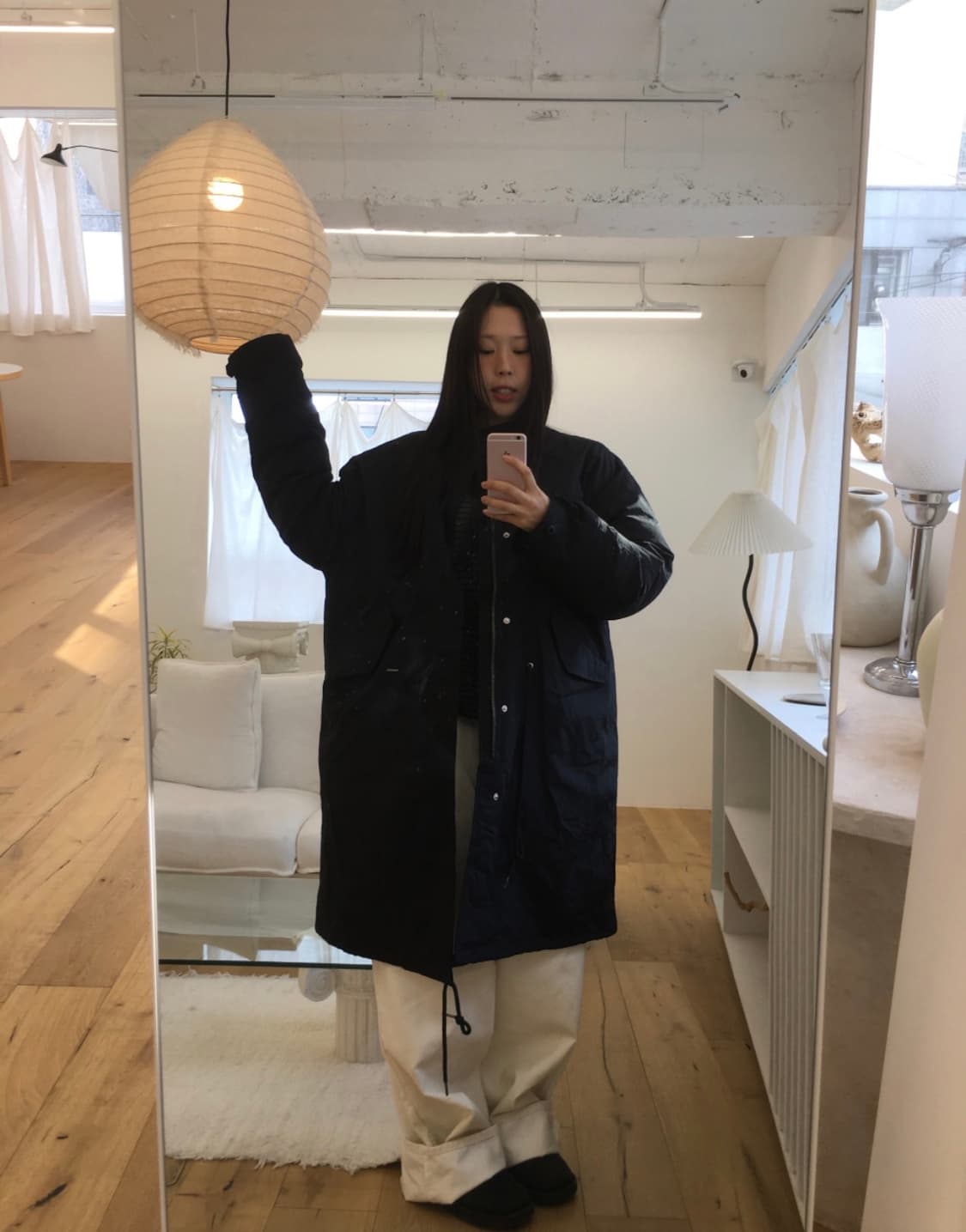 시오아 캠프 롱 야상jp 점퍼 블랙 상품이미지2