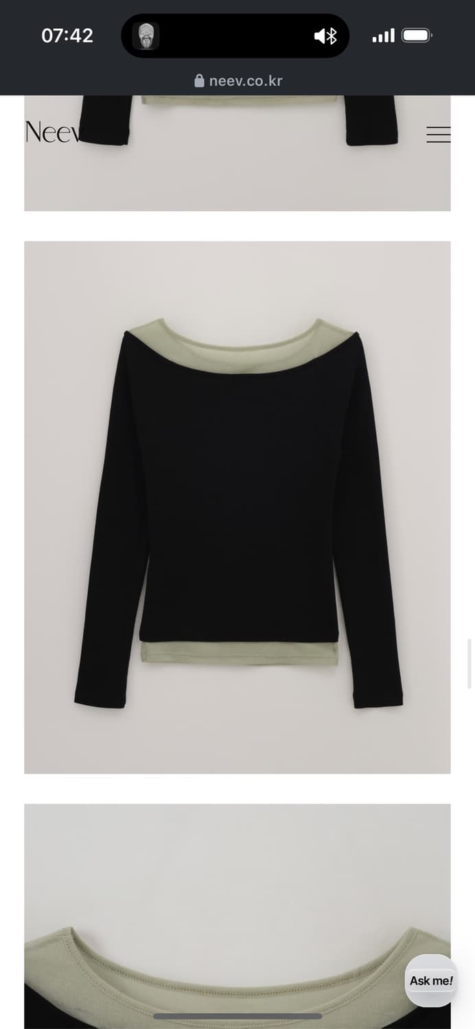 니브 Boat Neck Layered Slim T-shirt 판매합니다 상품이미지5