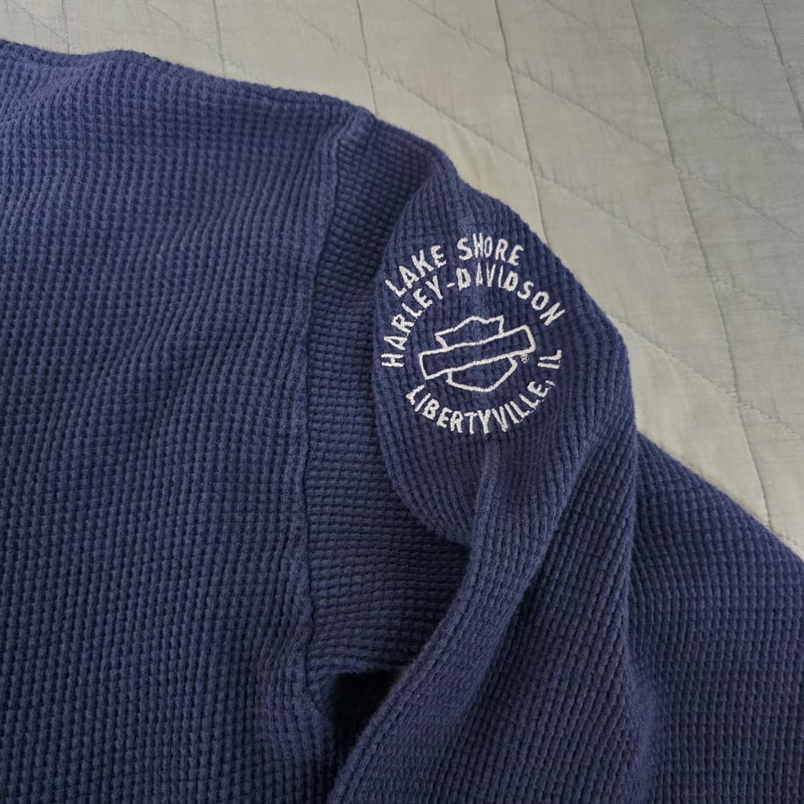 [2XL] 90-00s 빈티지 할리데이비슨 써멀 와플 네이비 롱슬리브 상품이미지3