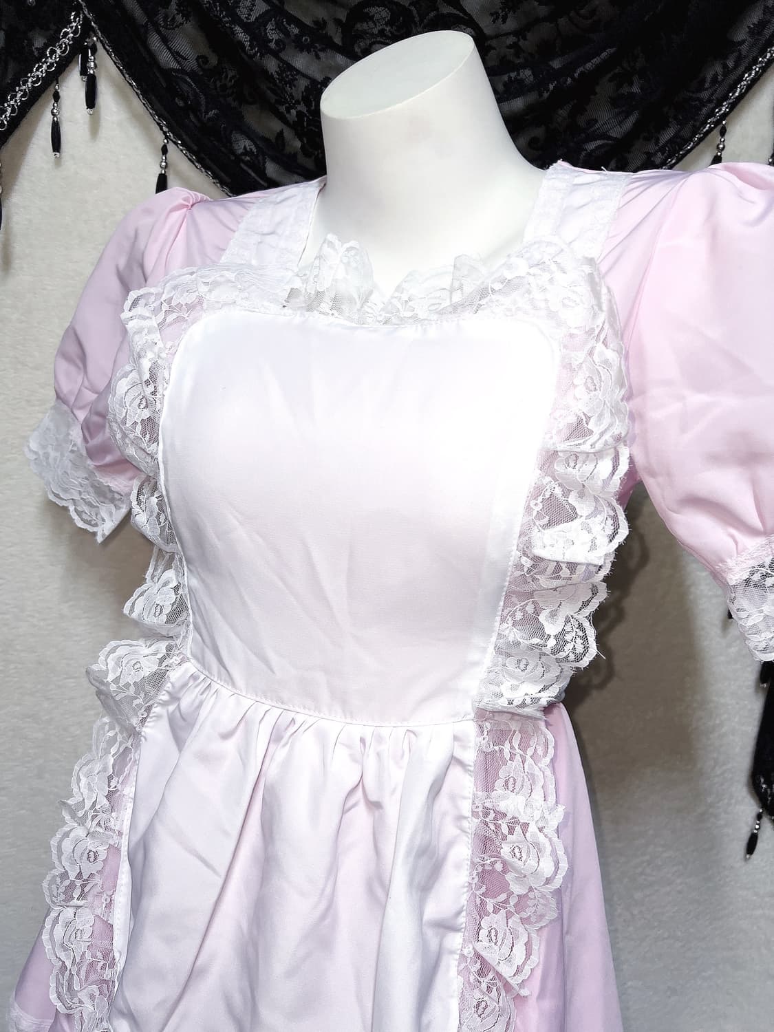 핑크 엔젤 로리타 메이드복 프릴레이스 양산형 드레스 원피스 코스튬 지하돌 상품이미지5