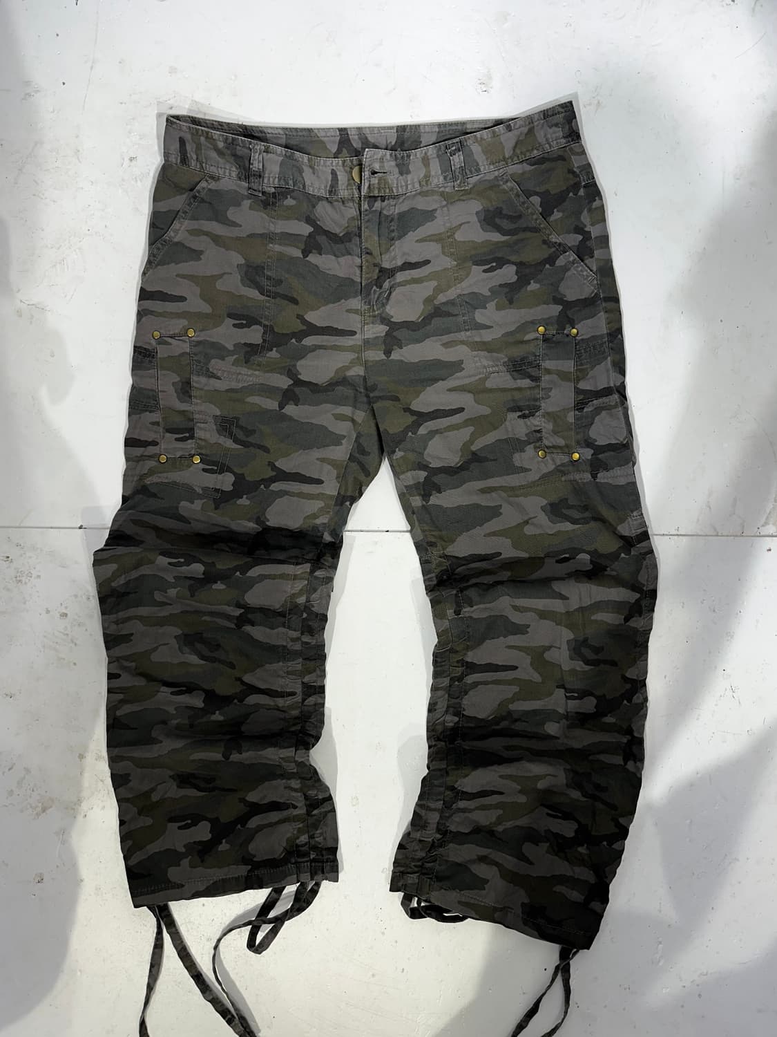빈티지 카키 카모 와이드 카고 팬츠 상품이미지4