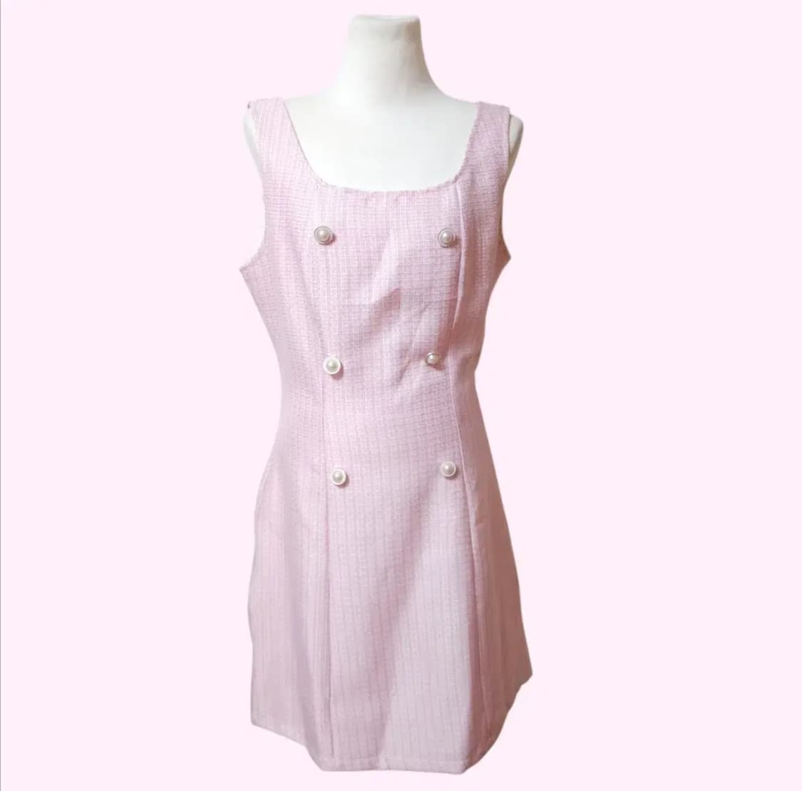 핑크 트위드 민소매 미니원피스 상품이미지1