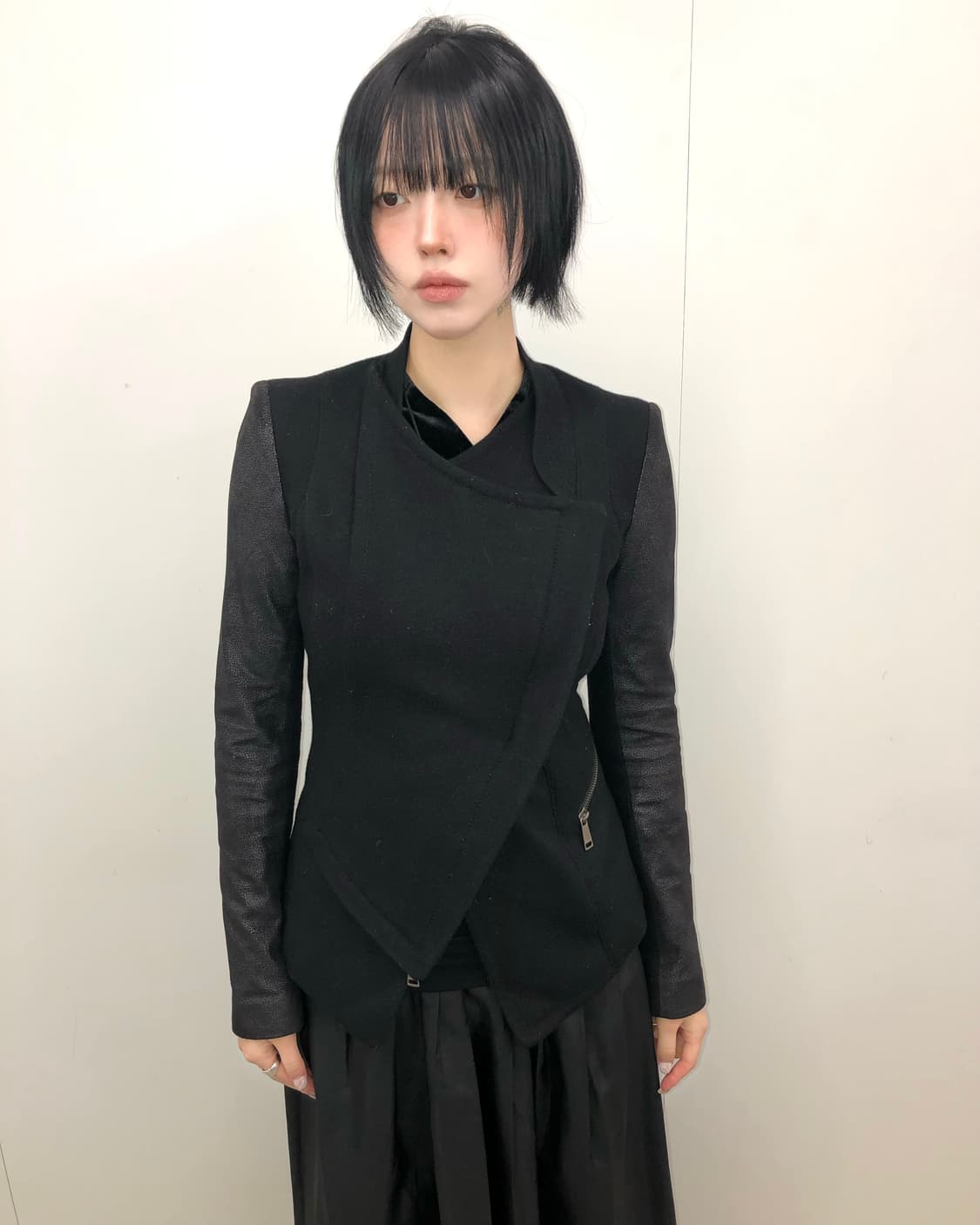 블랙 울 레더 자켓 상품이미지2