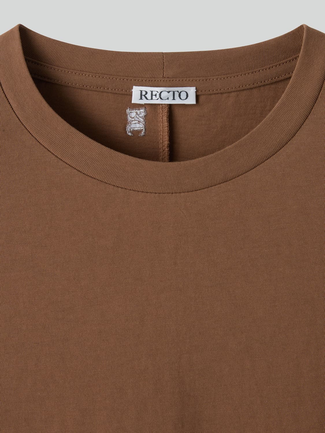 렉토 26SS 절개 자수 오버핏 코튼 반팔 티셔츠 토바코 상품이미지9