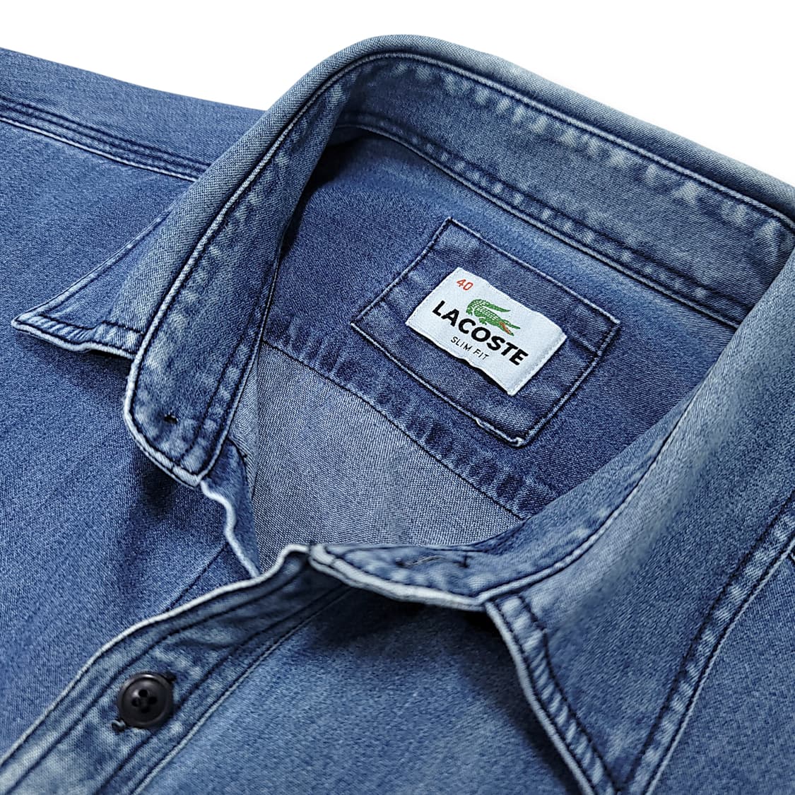 [95~100] 라코스테 중청 슬림핏 데님 긴팔셔츠 상품이미지7