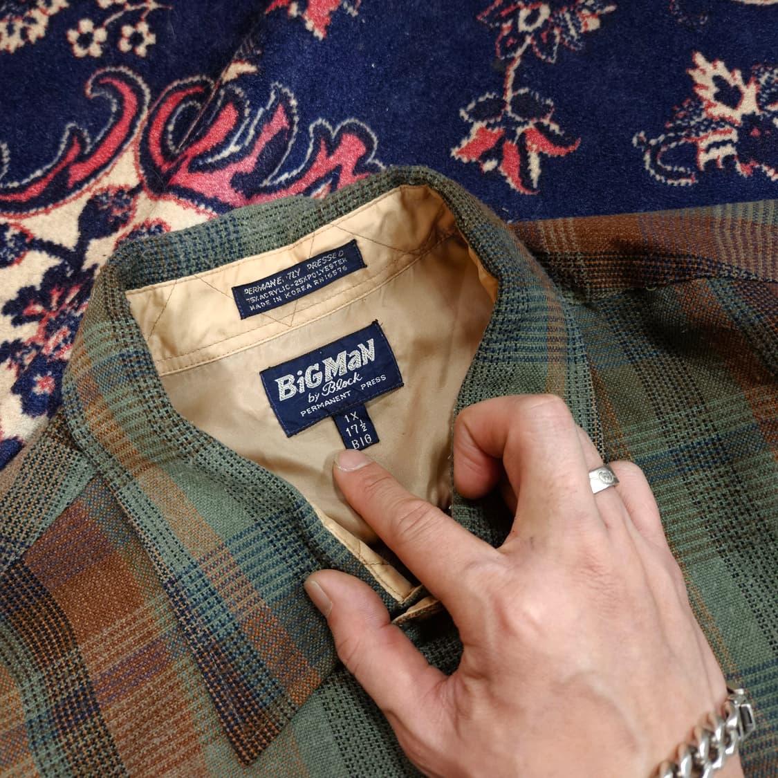 빅맨(BigMan) 90's 빈티지 체크 오버핏 셔츠 Free 상품이미지3