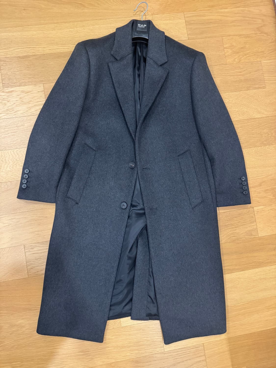 46) 마마가리 오버사이즈 싱글코트 차콜 상품이미지3