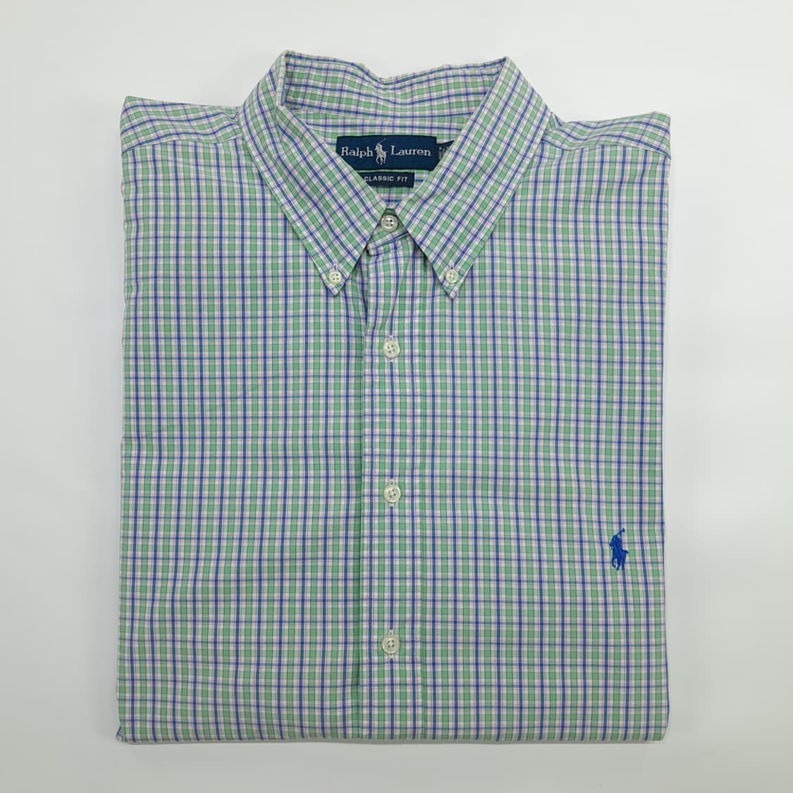 Co568 2XL Tall 폴로 랄프로렌 네이비애플그린 체크 반팔 셔츠 상품이미지8