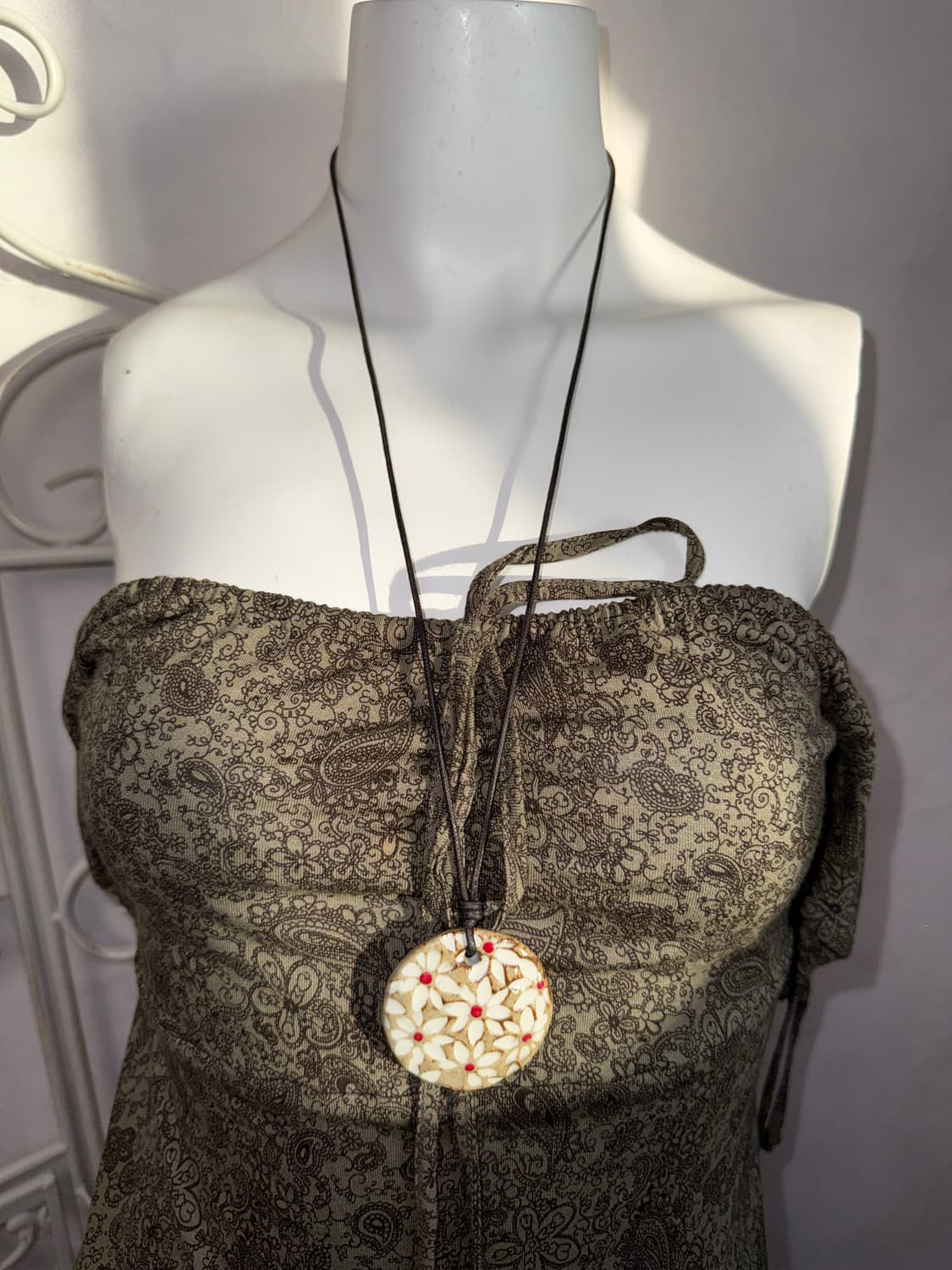 Red point flower ceramic necklace  상품이미지3
