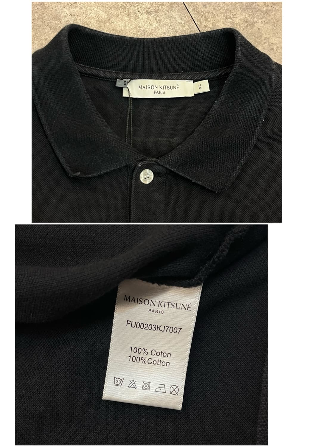 메종키츠네 카라 반팔티 블랙 XL #csz3354 상품이미지3