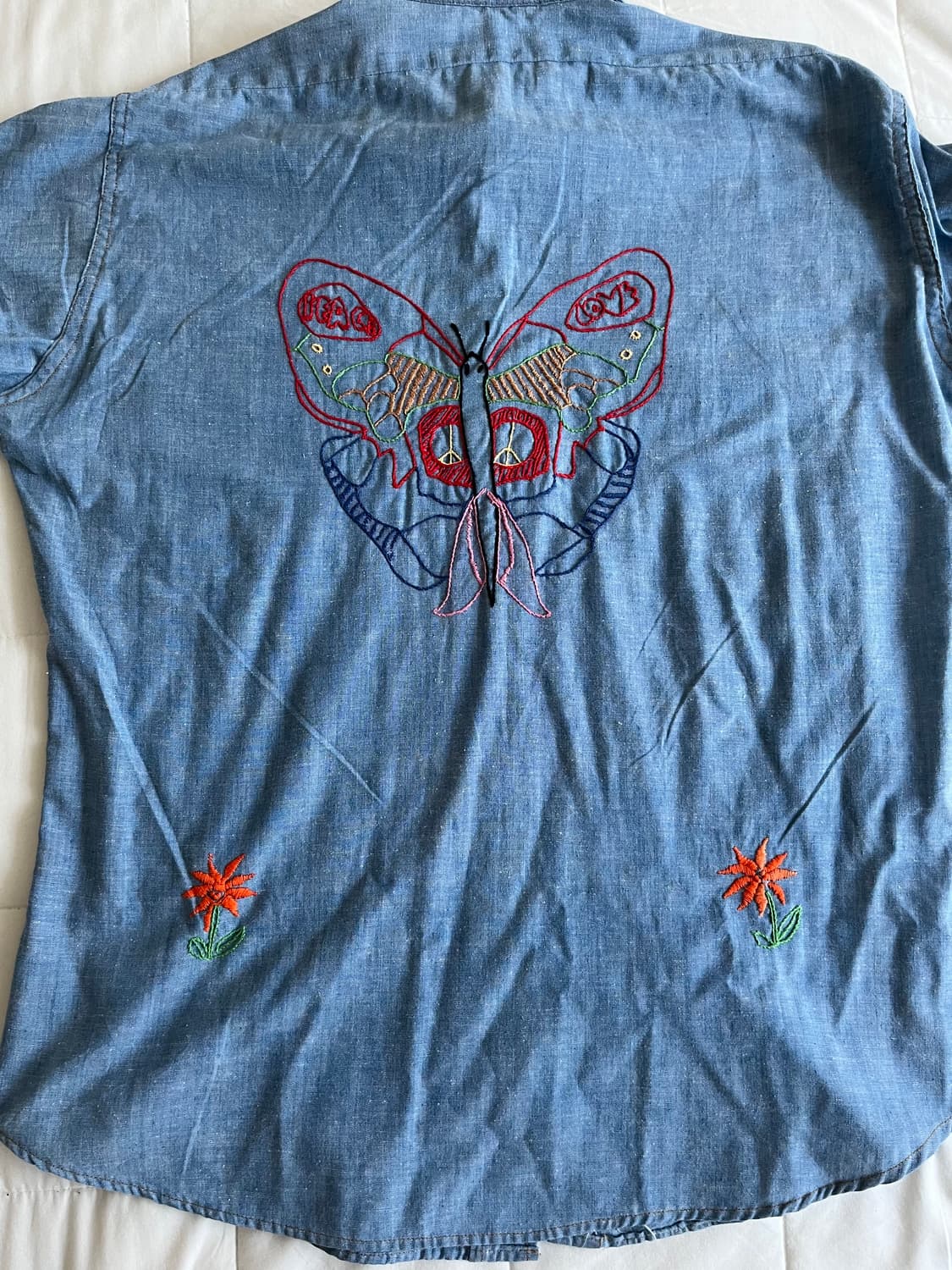 70's LEVI'S 샴브레이 자수 셔츠 L 상품이미지9