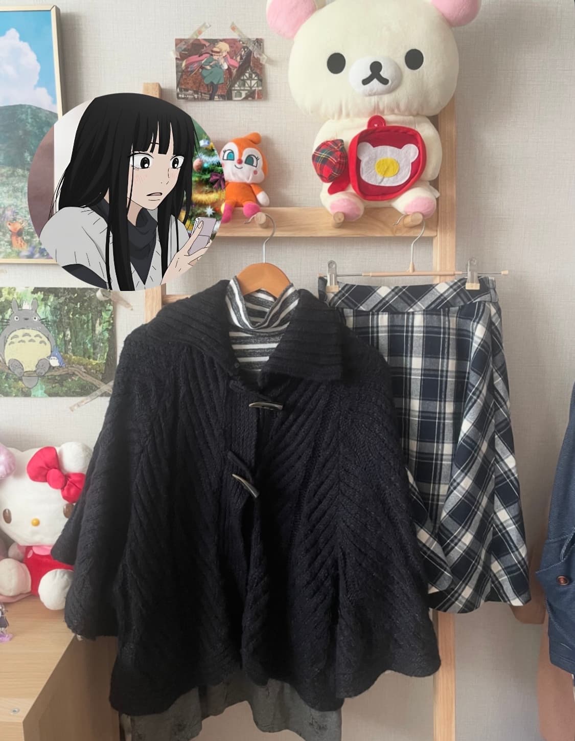 모리걸 빈티지 무채색 사와코 케이프 set 🤍🩶 상품이미지1