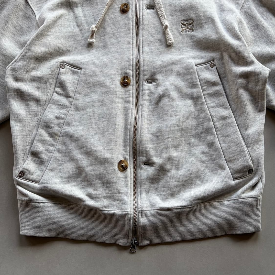 [M]세터 테오 코튼 올 데이 후드 집업 멜란지 아이보리 상품이미지4