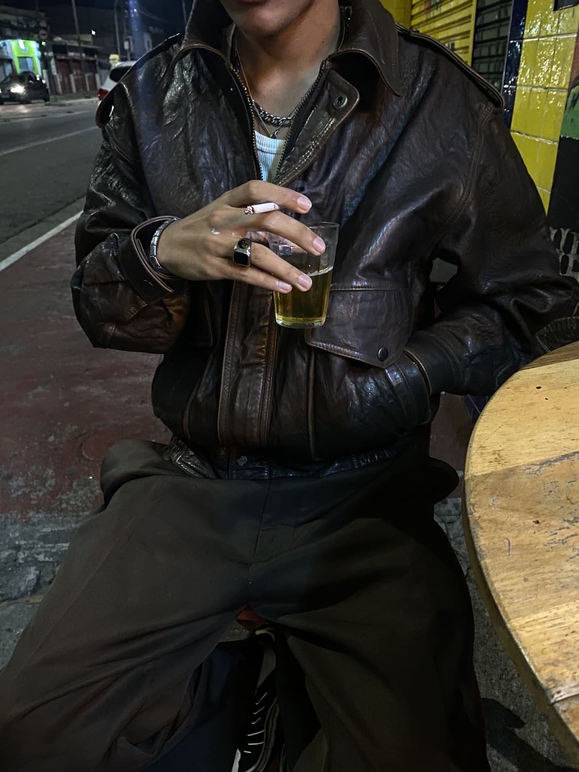 90's 빈티지 디스 레더 봄버 자켓 빈티지 레더자켓 상품이미지3