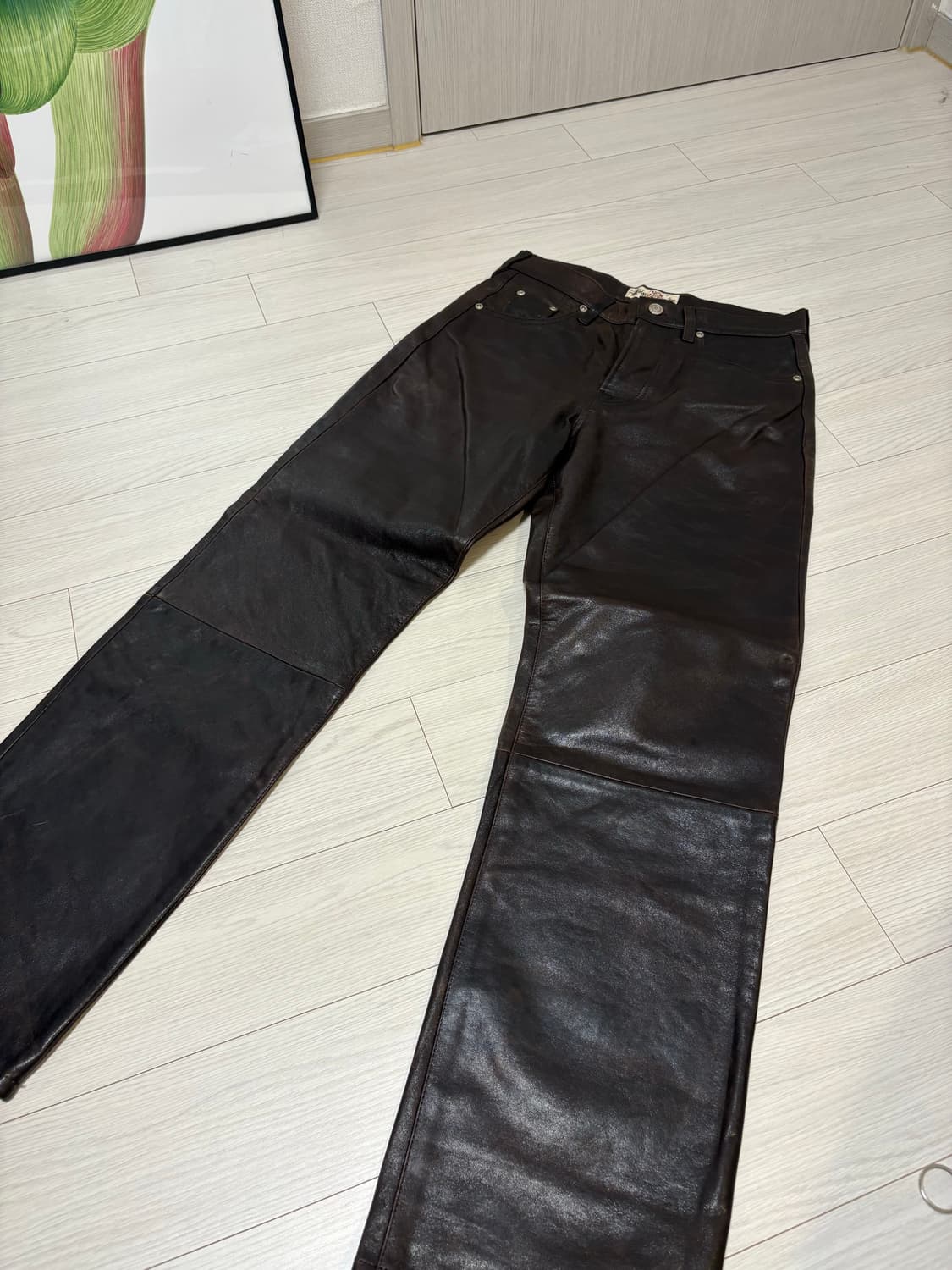 스투시 뉴클래식 브라운 레더 팬츠 28(실사이즈30) 상품이미지2