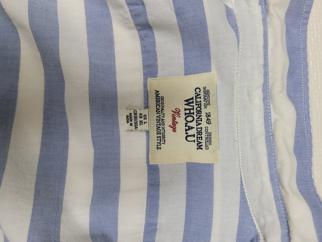 후아유 WHO.A.U 남자 스트라이프 셔츠 105 스카이블루 상품이미지9