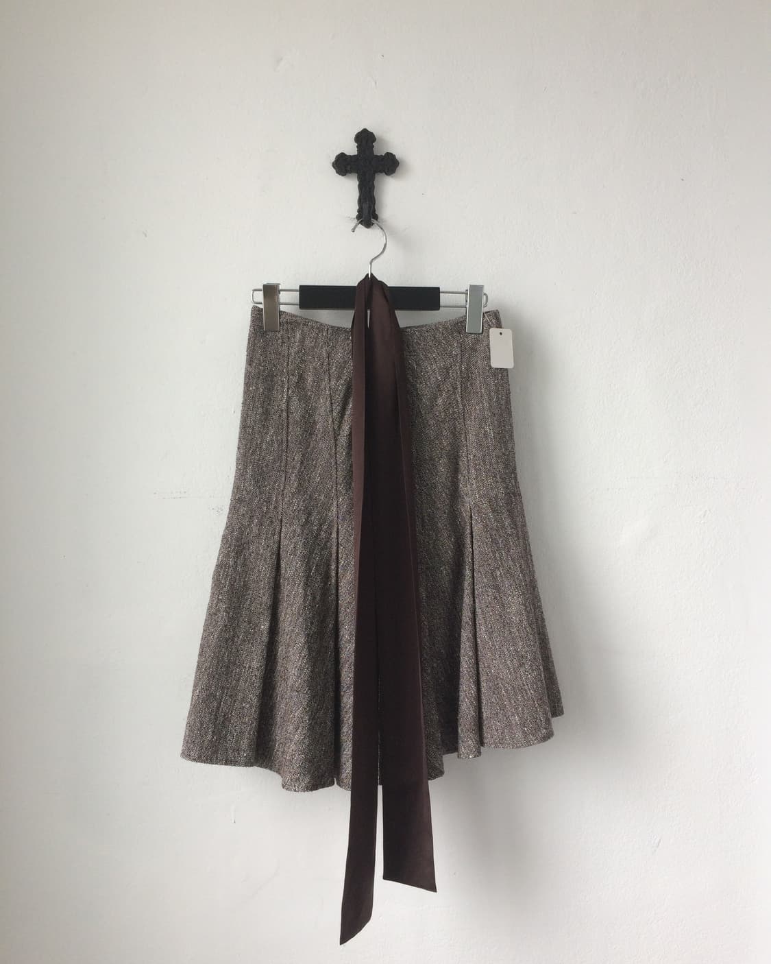 Tied woolen flare mid iskirt 상품이미지1