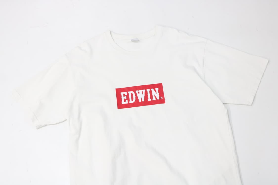 에드윈 EDWIN 빈티지 레드 박스 로고 화이트 반팔 티셔츠 (XL) 상품이미지3