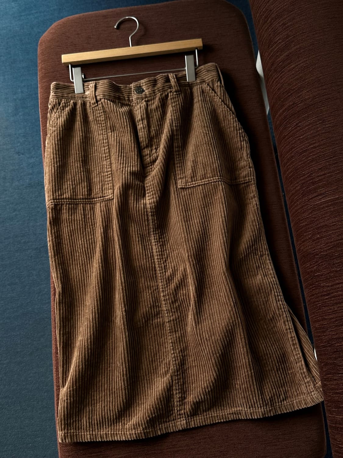 Cotton cord wide silhouette skirt 상품이미지1