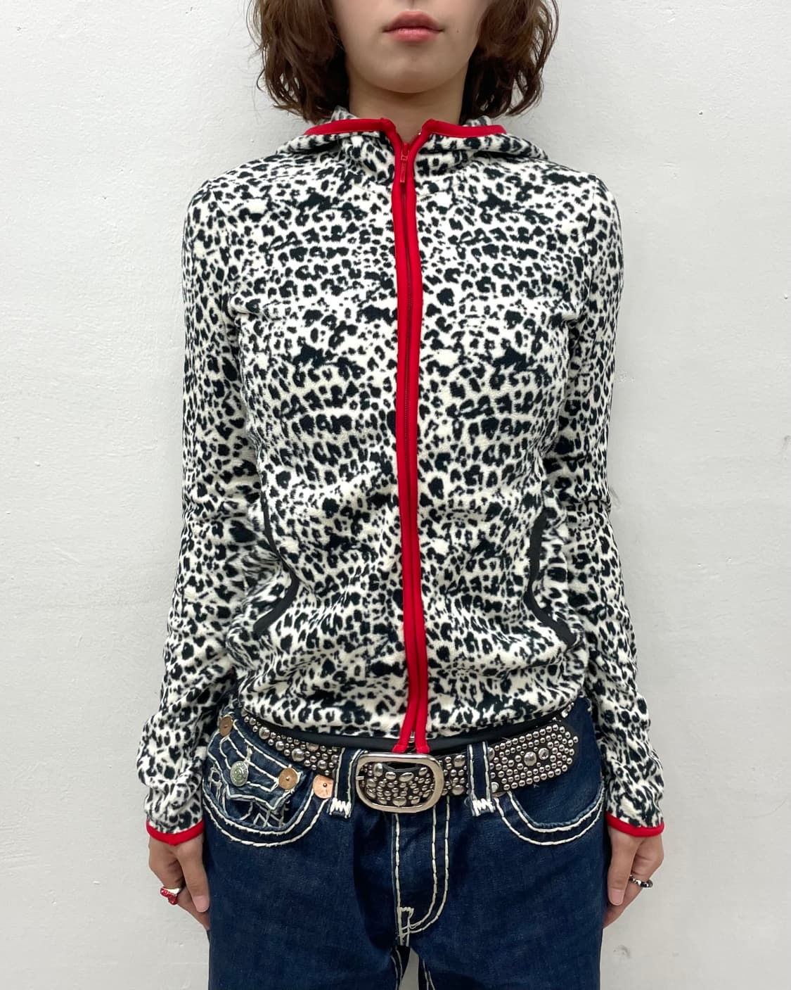 Red-lined cow hooded zip-up 상품이미지2