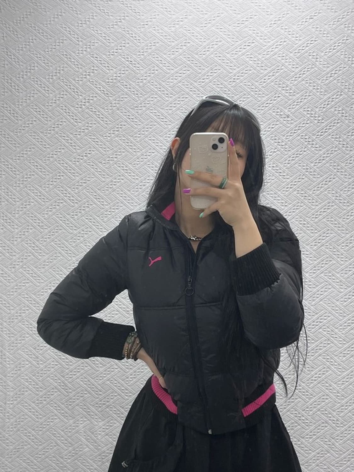 푸마 블랙핑크 오리털 덕다운 푸퍼 패딩 S C06975 상품이미지1